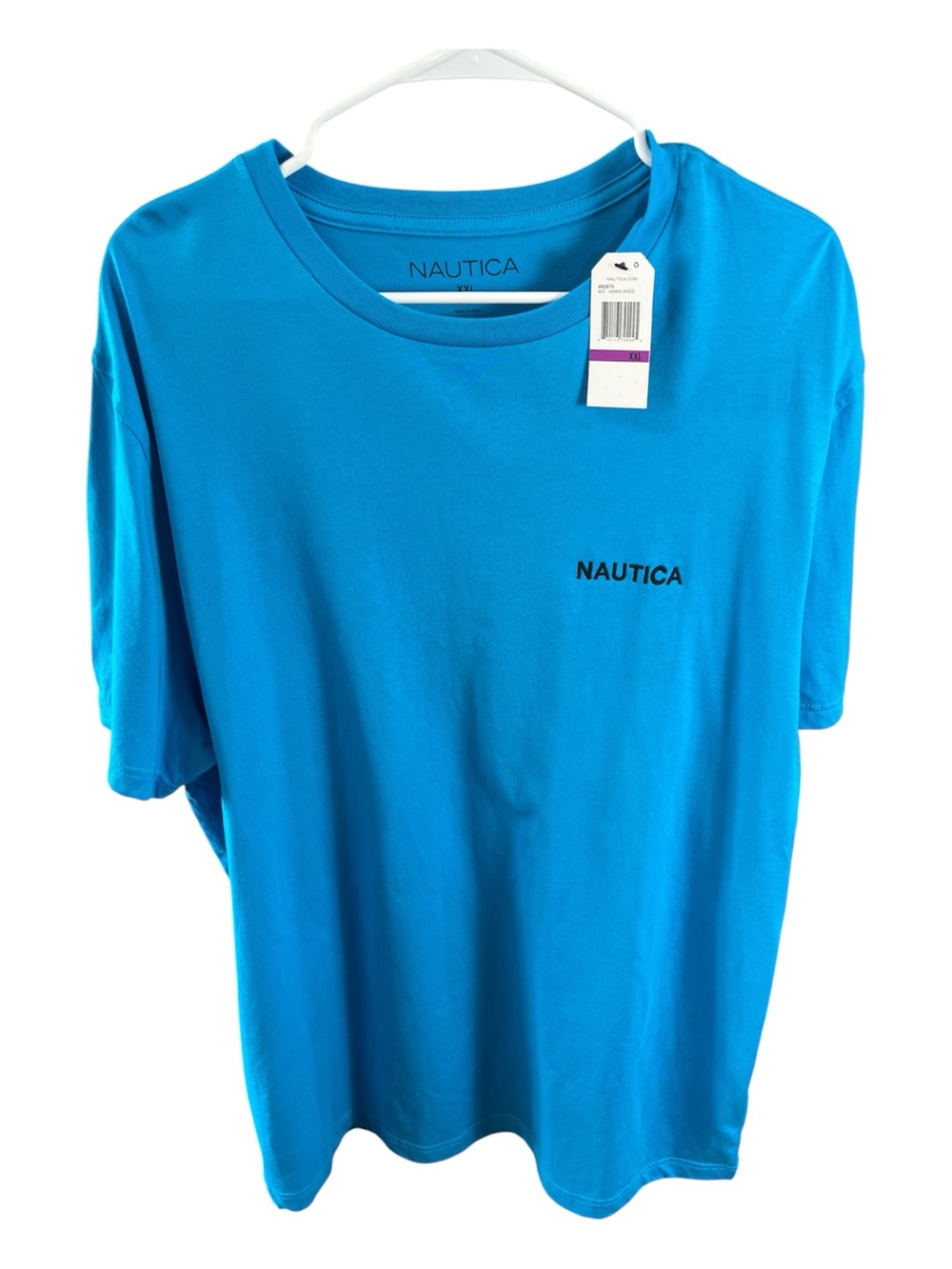 Nautica Men’s Solid Crew Neck T-Shirt Turquoise Blue Embroidered Logo XXL NWT